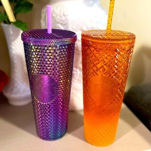 NEW Starbucks oil slick studded tumbler & Mango tumbler set